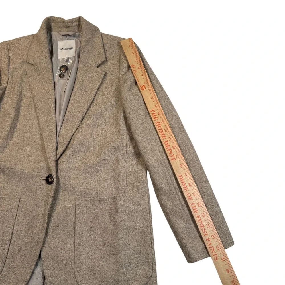 Madewell Larsen Blazer Heathered Oatmeal Wool Blend MA320 Womens Medium M NWT